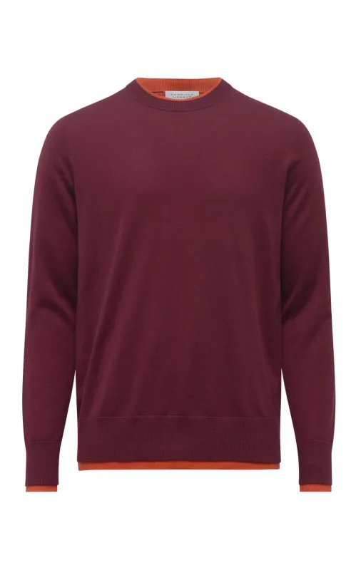 Wells Reversible Knit Sweater in Bordeaux & Spice Cashmere Silk sold by Gabriela Hearst