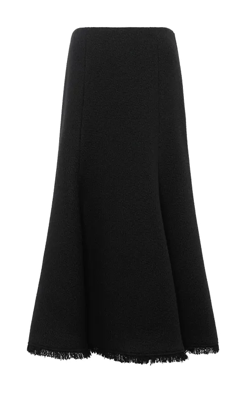 Patterson Midi Skirt in Black Virgin Wool Cashmere sold by Gabriela Hearst