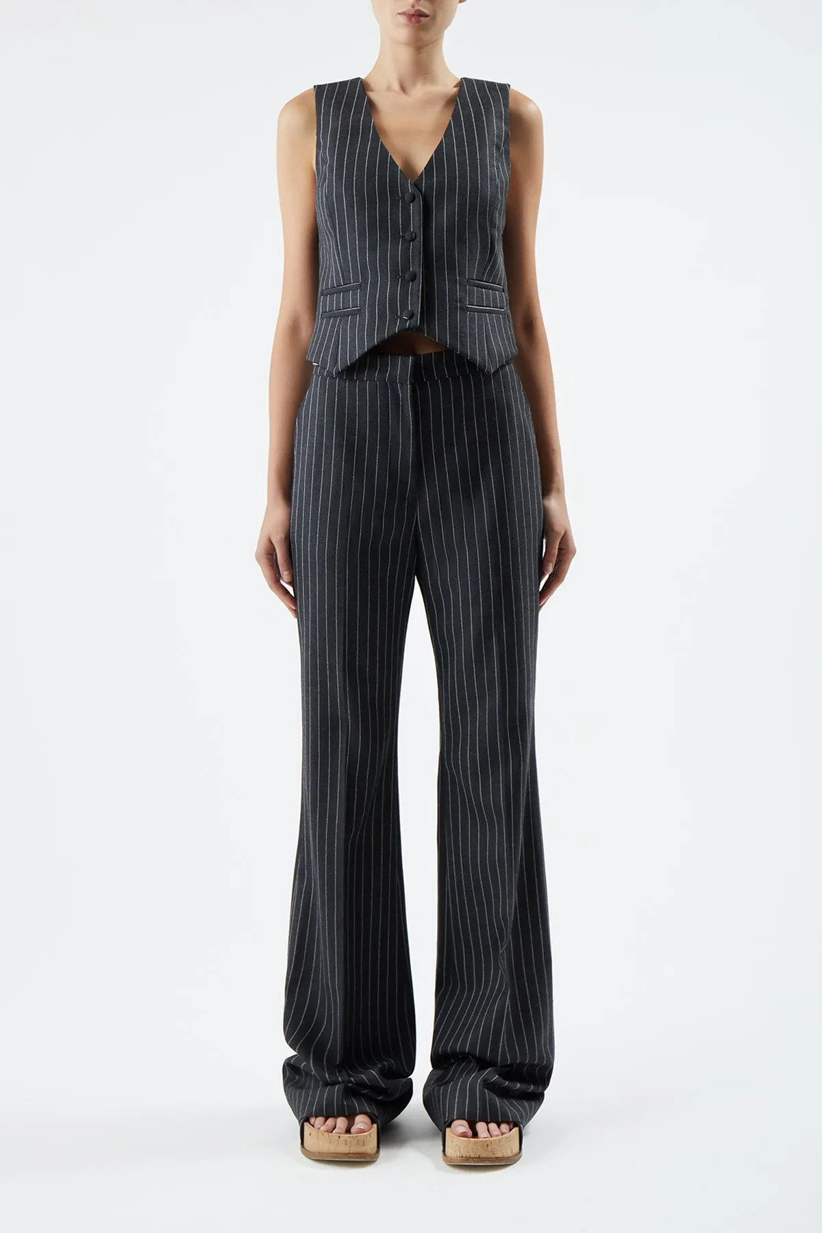 Jones Pant in Grey Pinstripe Wool sold by Gabriela Hearst product image thumbnail 2