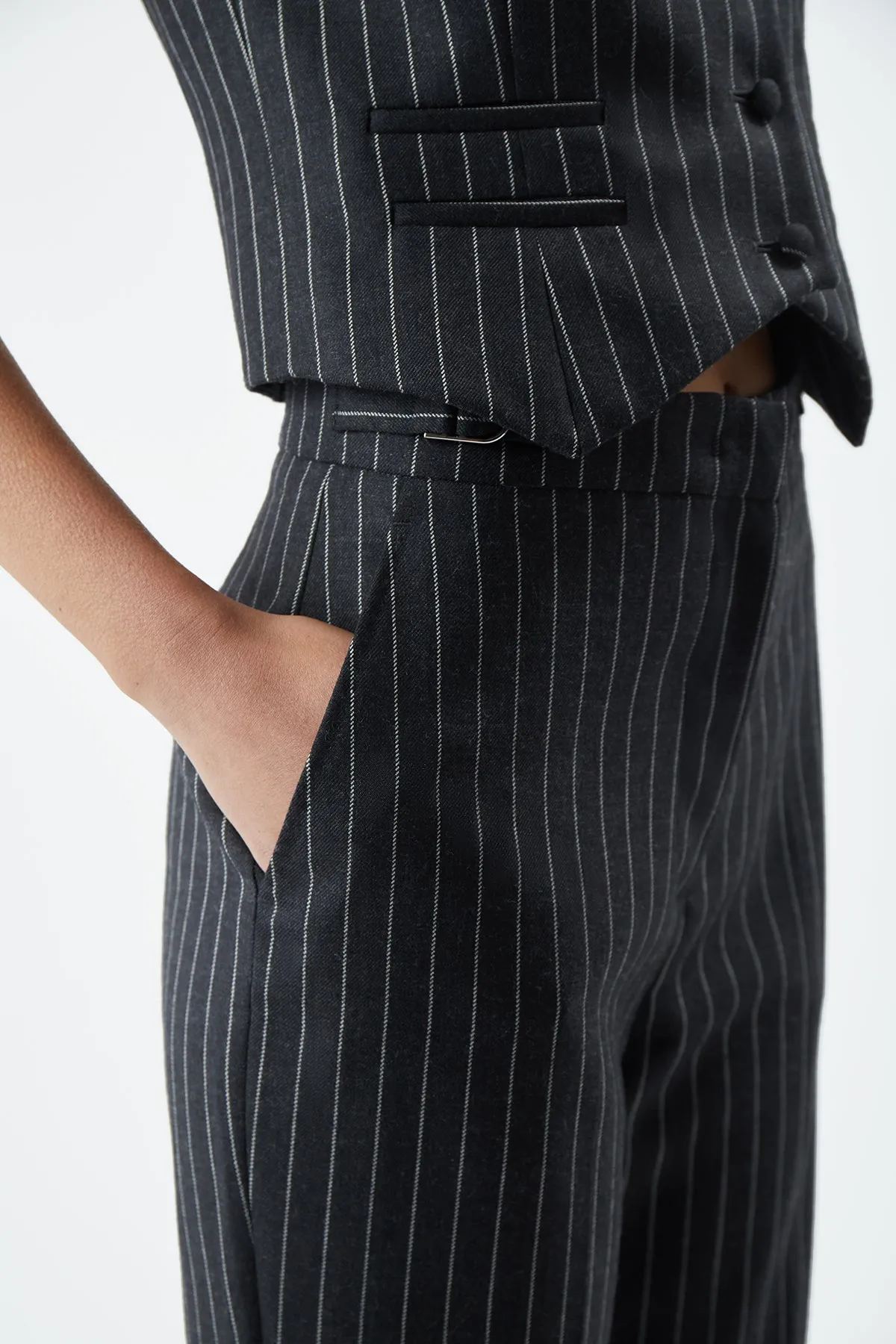 Jones Pant in Grey Pinstripe Wool sold by Gabriela Hearst product image thumbnail 5