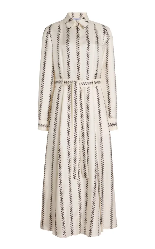 Galway Maxi Shirtdress in Ivory Multi Printed Silk sold by Gabriela Hearst