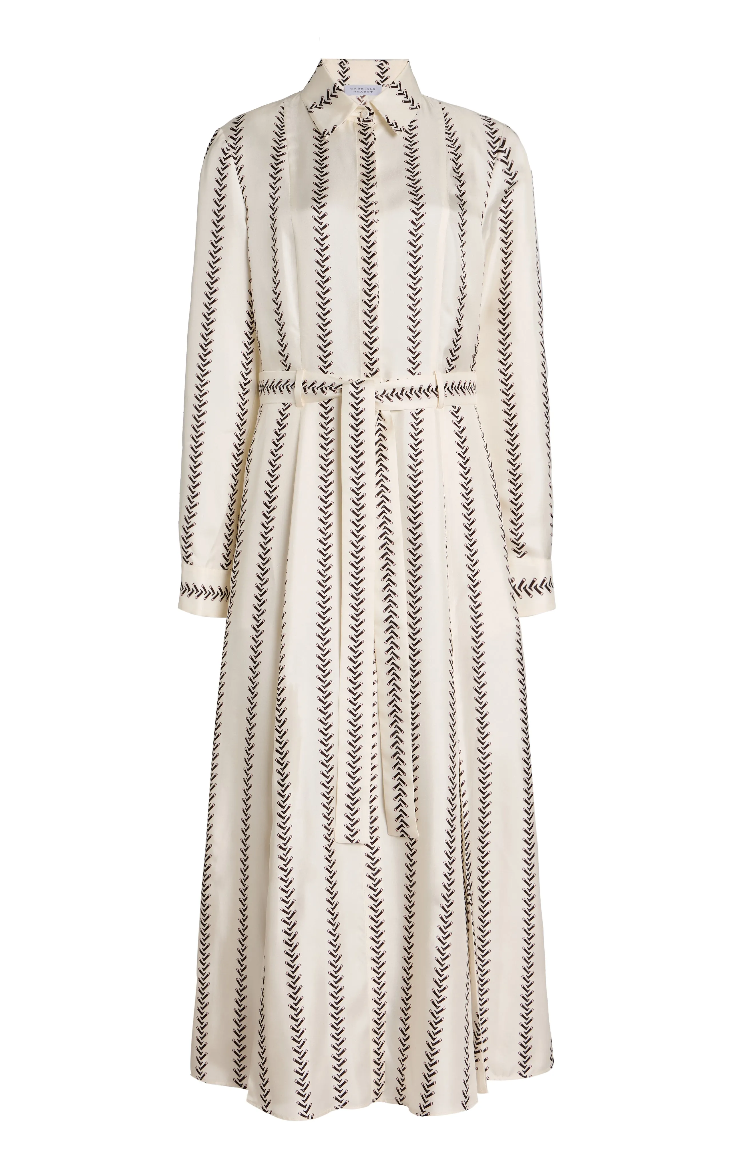 Galway Maxi Shirtdress in Ivory Multi Printed Silk sold by Gabriela Hearst