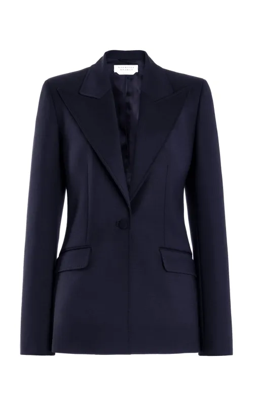 Leiva Blazer in Dark Navy Sportswear Wool sold by Gabriela Hearst