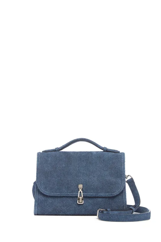 Medium Leonora Flap Bag in Light Blue Suede Denim sold by Gabriela Hearst