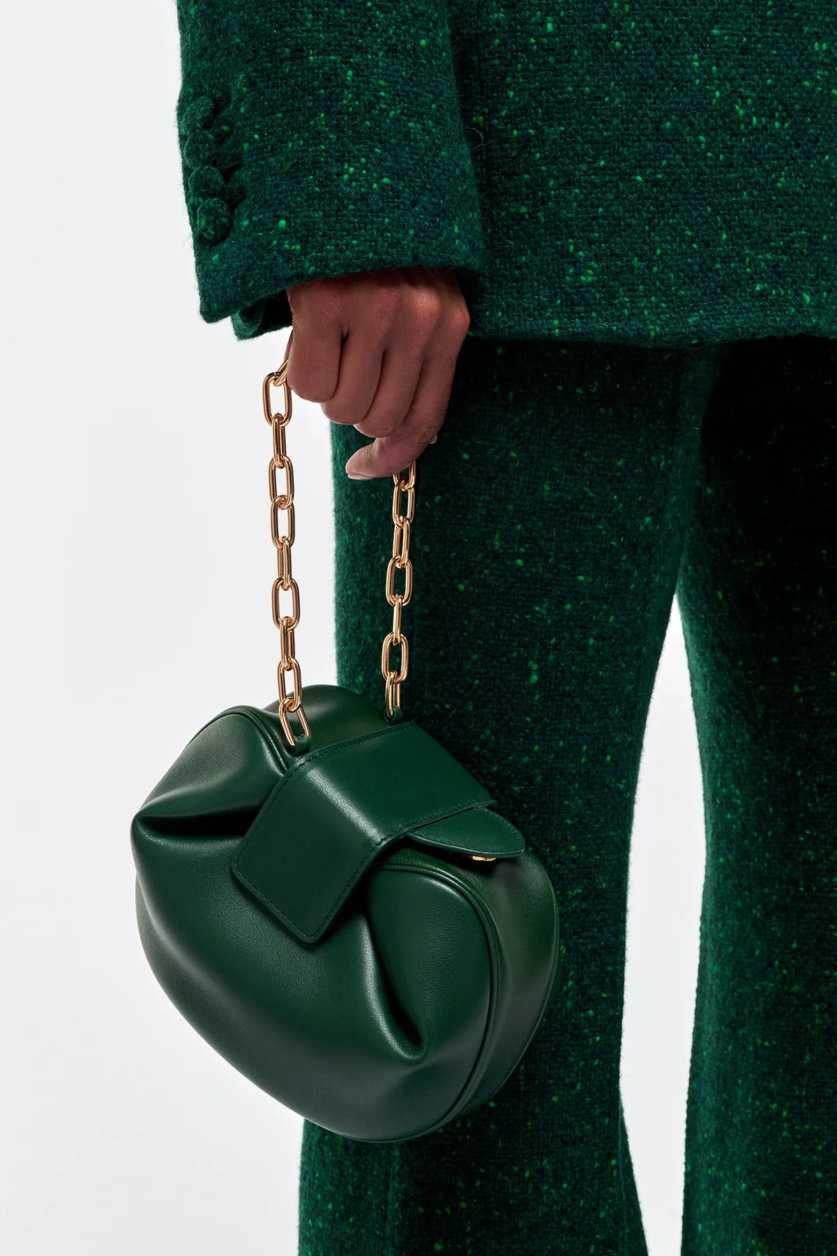 Soft Demi Clutch with Chain in English Green & Fluorescent Green Nappa Leather sold by Gabriela Hearst product image thumbnail 2