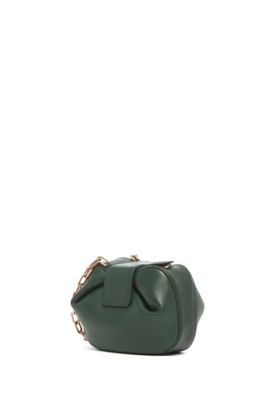 Soft Demi Clutch with Chain in English Green & Fluorescent Green Nappa Leather made by Gabriela Hearst