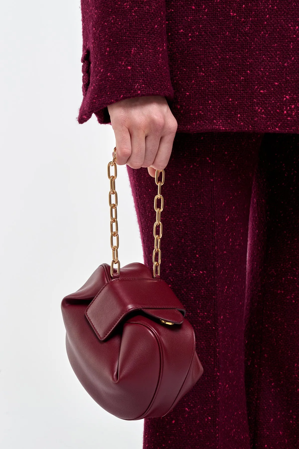 Soft Demi Clutch with Chain in Bordeaux & Fuchsia Nappa Leather sold by Gabriela Hearst product image thumbnail 2