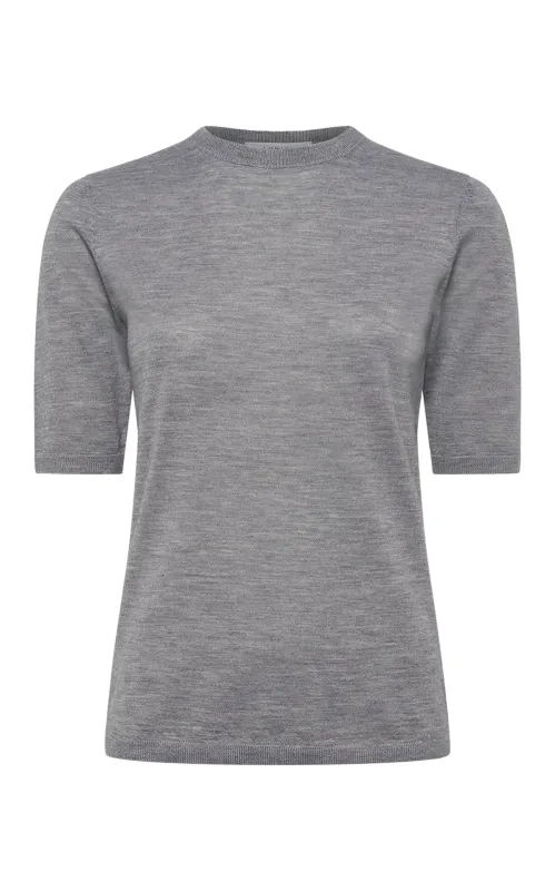 Brunner Knit T-Shirt in Heather Grey Cashmere Silk made by Gabriela Hearst
