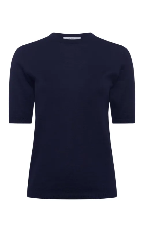 Brunner Knit T-Shirt in Dark Navy Cashmere Silk made by Gabriela Hearst