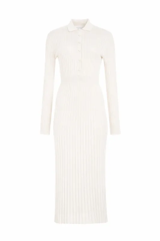 Ardor Knit Maxi Dress in Ivory Cashmere Silk sold by Gabriela Hearst