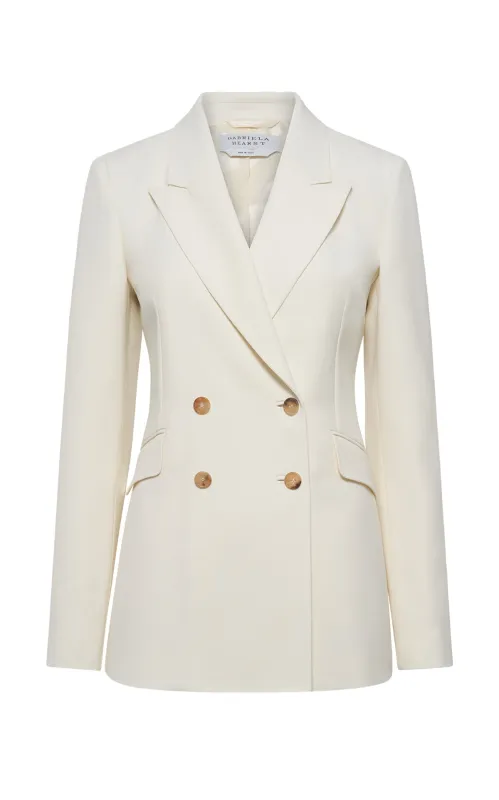 Stephanie Blazer in Ivory Sportswear Wool sold by Gabriela Hearst