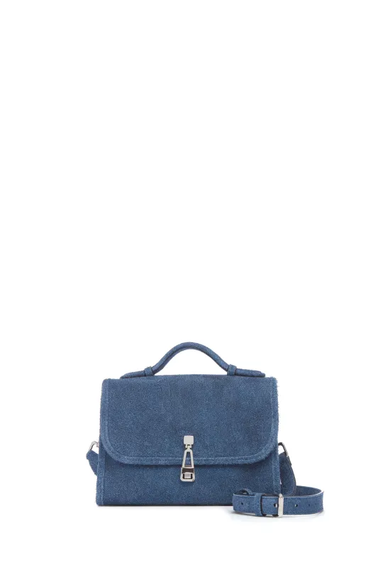 Small Leonora Flap Bag in Light Blue Suede Denim sold by Gabriela Hearst