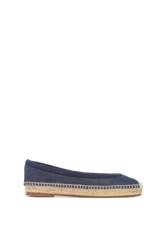 Chariot Espadrille in Denim Cotton Linen sold by Gabriela Hearst