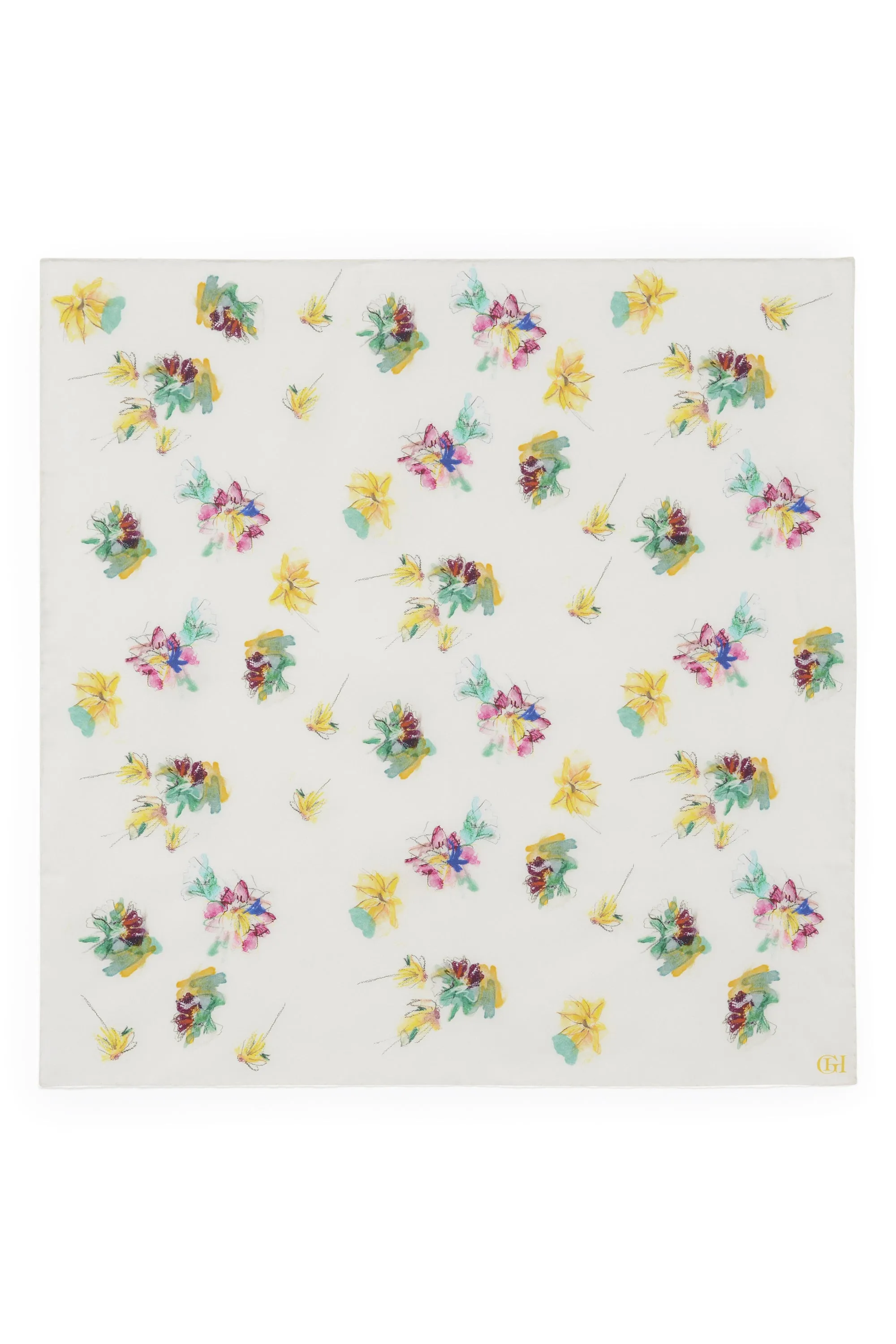 Savin Scarf in Ivory Mia's Flowers Printed Silk sold by Gabriela Hearst