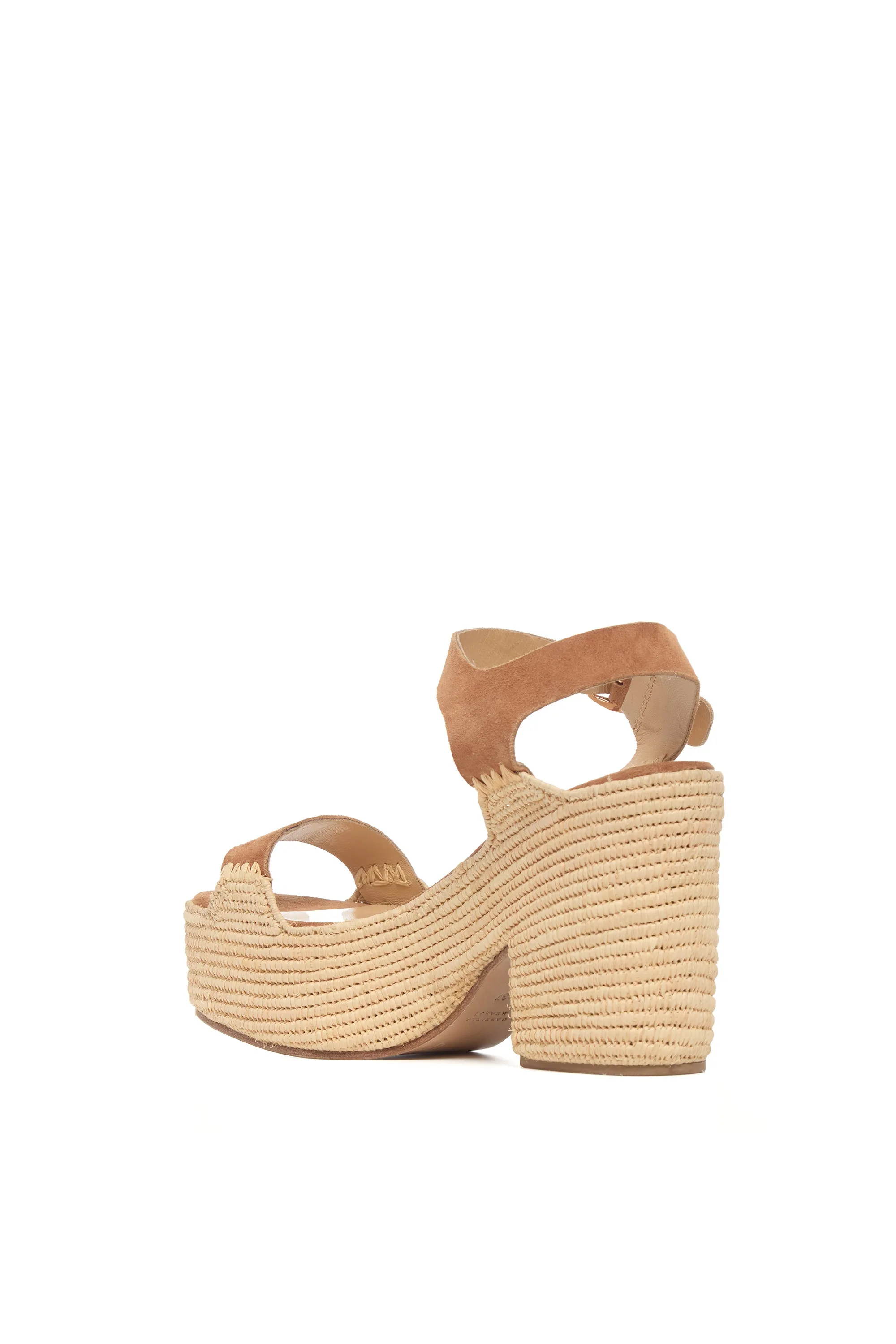 Sardis Platform Sandal in Camel Raffia and Suede sold by Gabriela Hearst product image thumbnail 3
