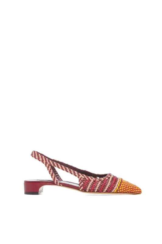 Perro Braided Slingback Pump in Bordeaux & Fuschia Leather made by Gabriela Hearst