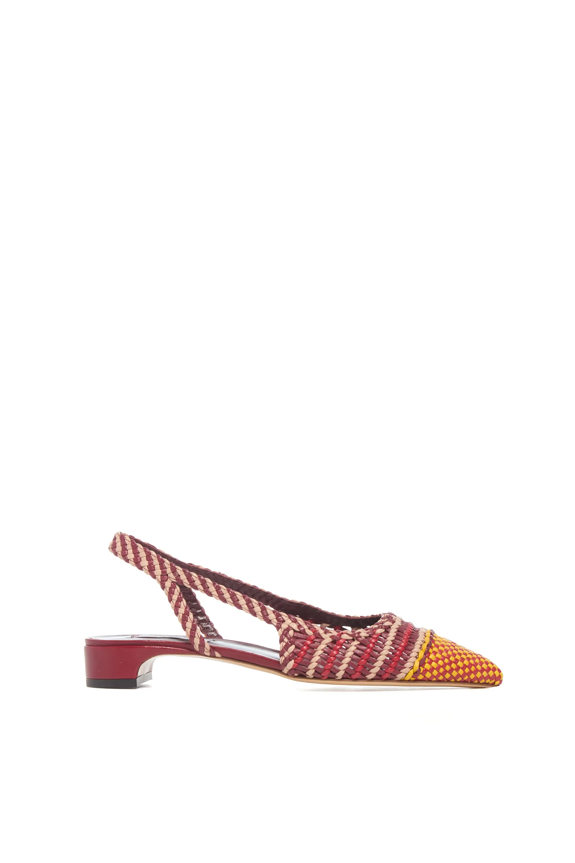 Perro Braided Slingback Pump in Bordeaux & Fuschia Leather sold by Gabriela Hearst