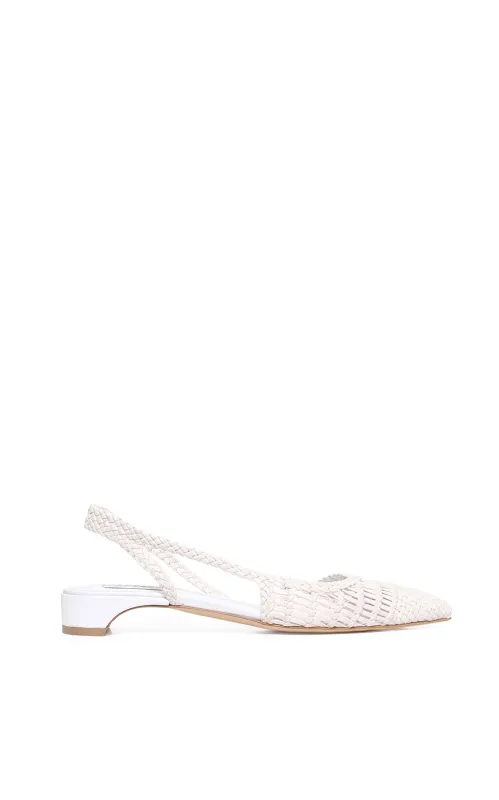Perro Braided Slingback Pump in White Leather made by Gabriela Hearst