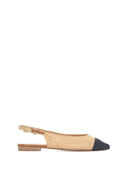 Strength Slingback Flat Shoe in Natural Raffia sold by Gabriela Hearst