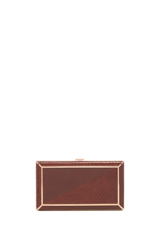 Callas Clutch in Chocolate Snakeskin & Nappa Leather sold by Gabriela Hearst