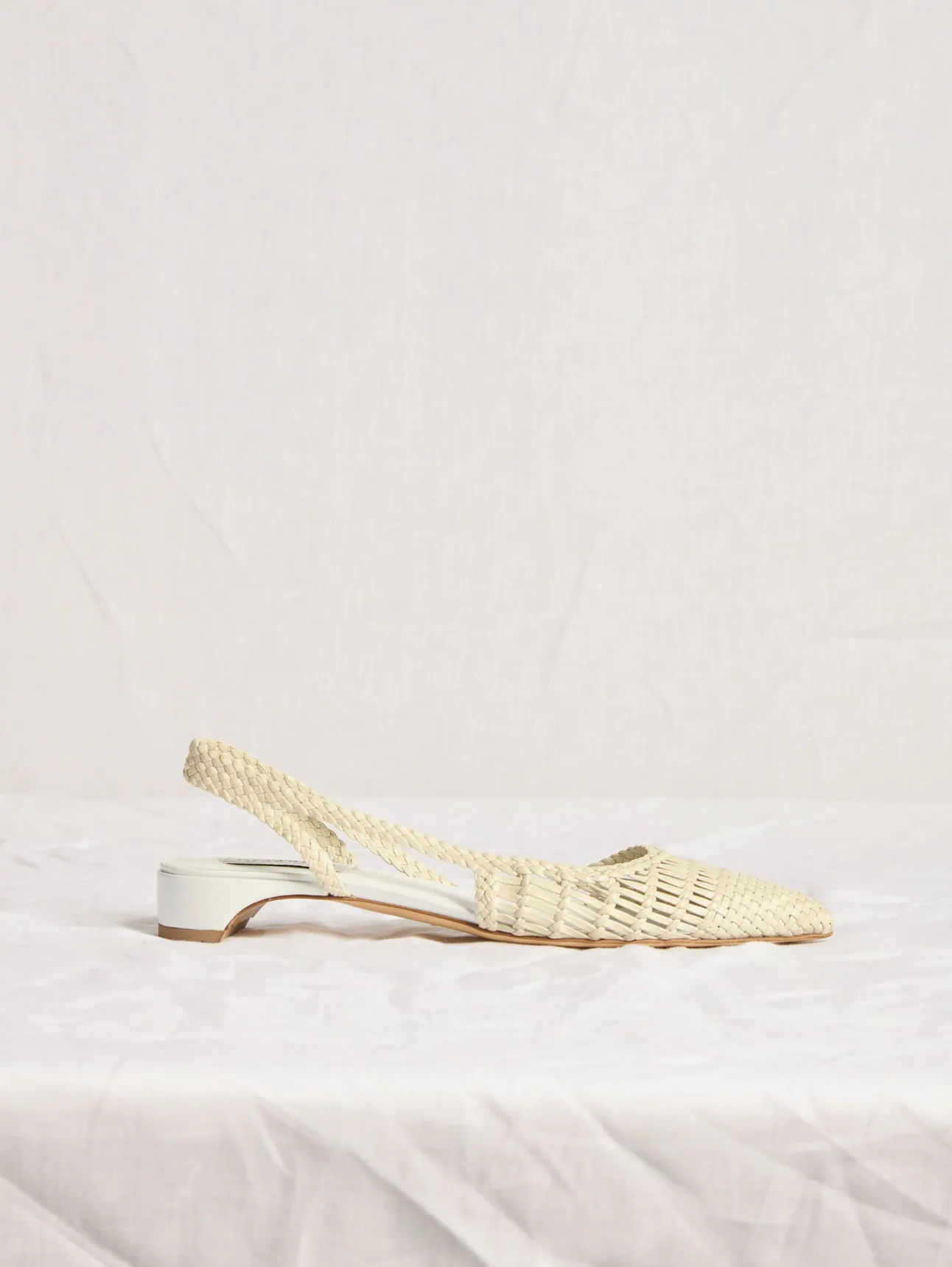 Perro Braided Slingback Shoe in Pearlized White Leather sold by Gabriela Hearst product image thumbnail 4