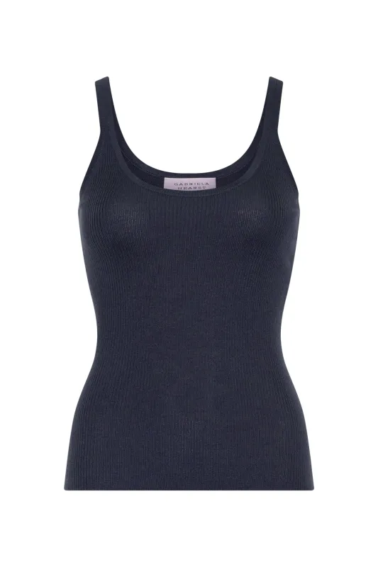 Cinxia Knit Tank Top in Denim Cashmere Silk made by Gabriela Hearst