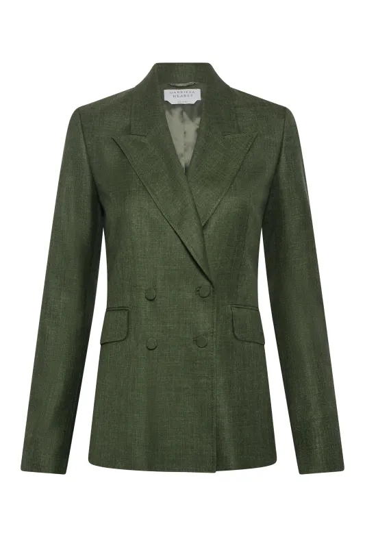 Angela Blazer in Olive Virgin Wool sold by Gabriela Hearst