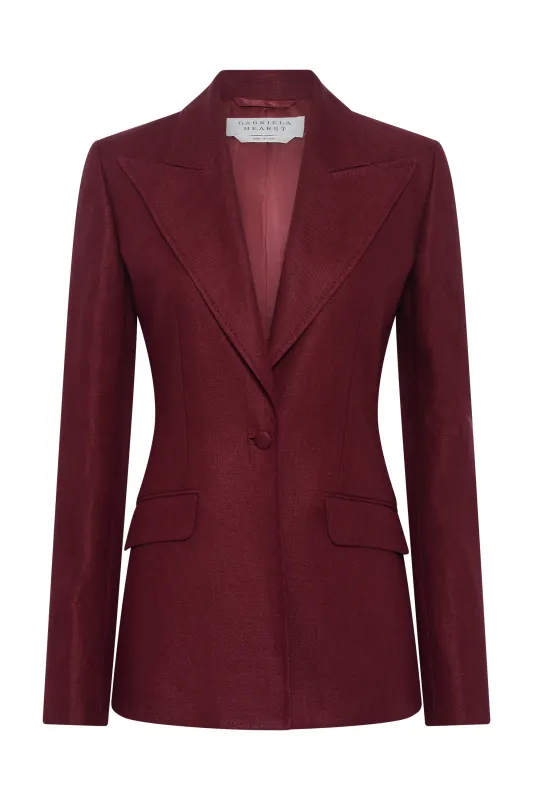Leiva Blazer in Bordeaux Linen Twill made by Gabriela Hearst
