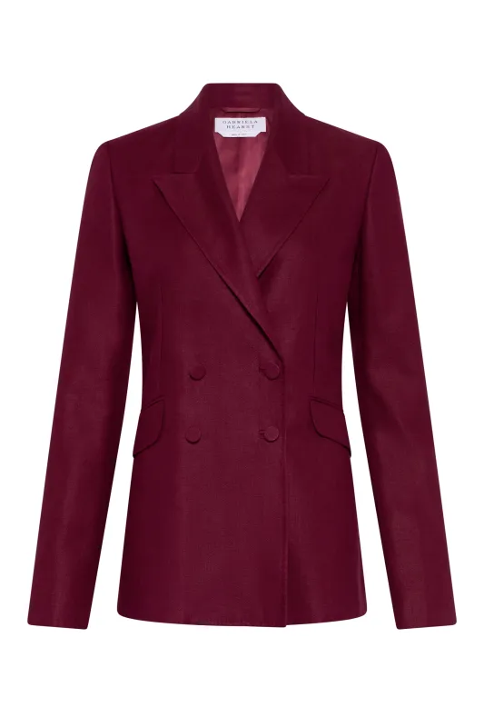 Angela Blazer in Bordeaux Linen Twill made by Gabriela Hearst