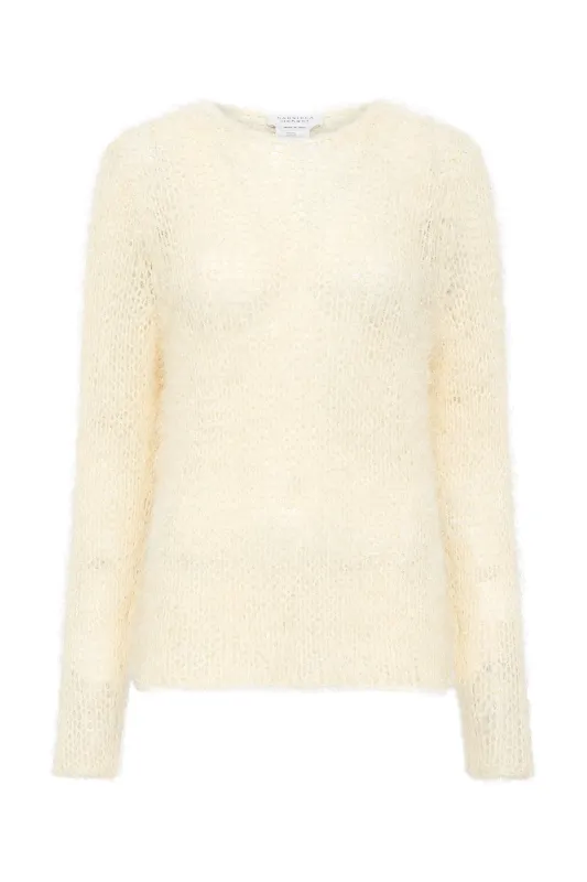 Zoharin Knit Crewneck in Off White Cashmere Silk sold by Gabriela Hearst
