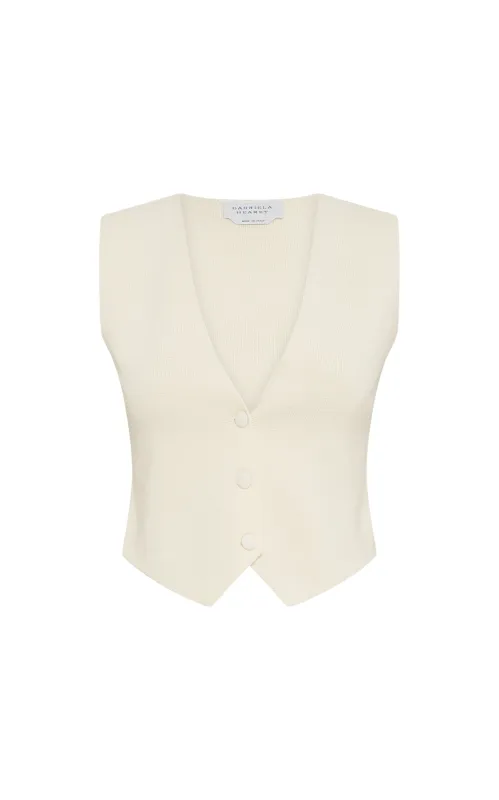 Enso Knit Vest in Off White Merino Wool Cashmere sold by Gabriela Hearst