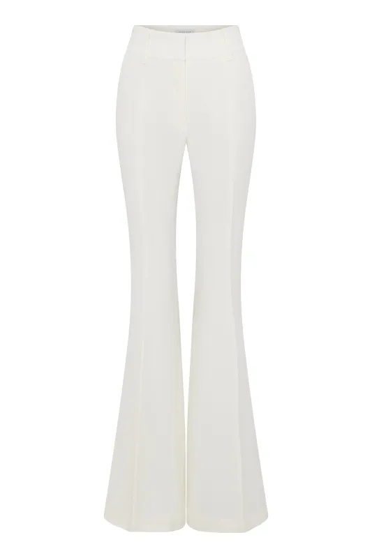 Rhein Flare Pant in Ivory Virgin Wool Crepe sold by Gabriela Hearst