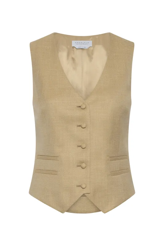 Coleridge Vest in Hay Virgin Wool sold by Gabriela Hearst