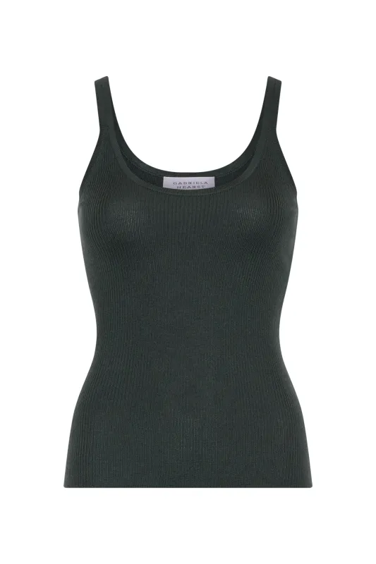Cinxia Knit Tank Top in Olive Cashmere Silk sold by Gabriela Hearst