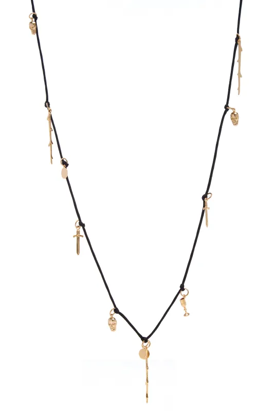 Charm Necklace in Black Silk made by Gabriela Hearst