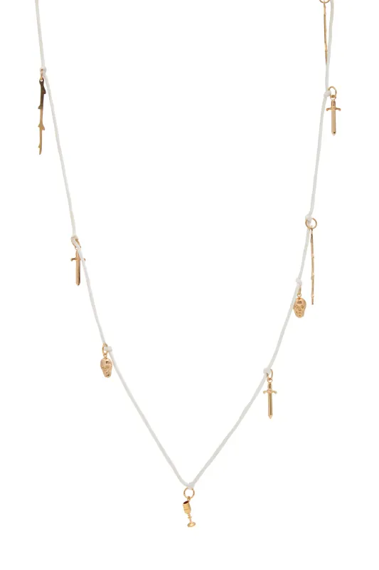 Charm Necklace in White Silk made by Gabriela Hearst