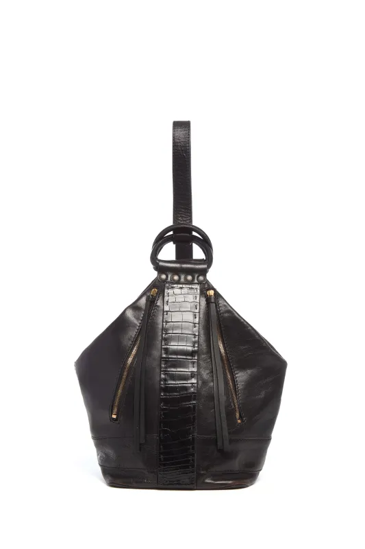 Vintage No.1 Backpack in Black Nappa & Crocodile Leather made by Gabriela Hearst