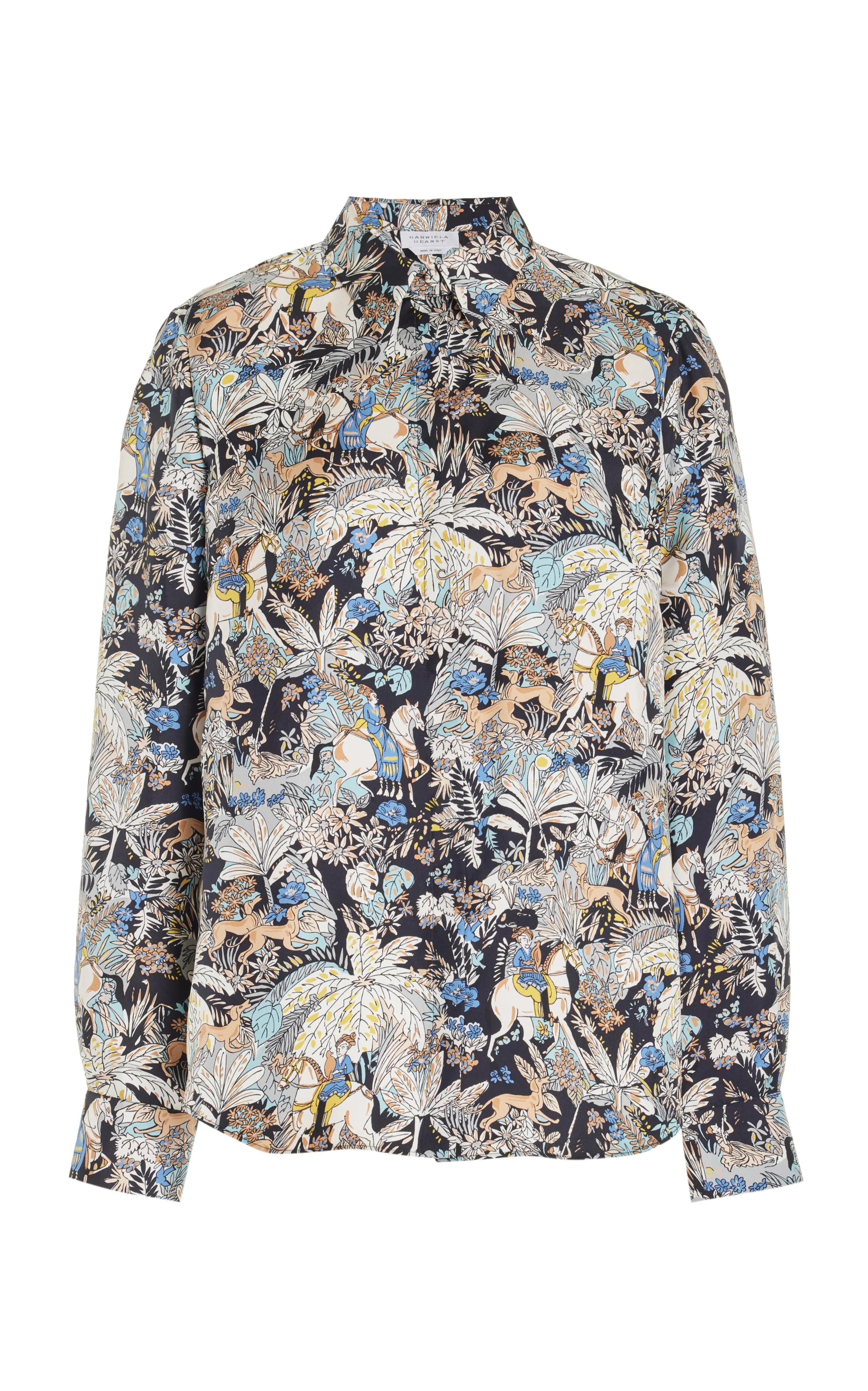 Henri Blouse in Blue Multi Printed Silk Twill sold by Gabriela Hearst