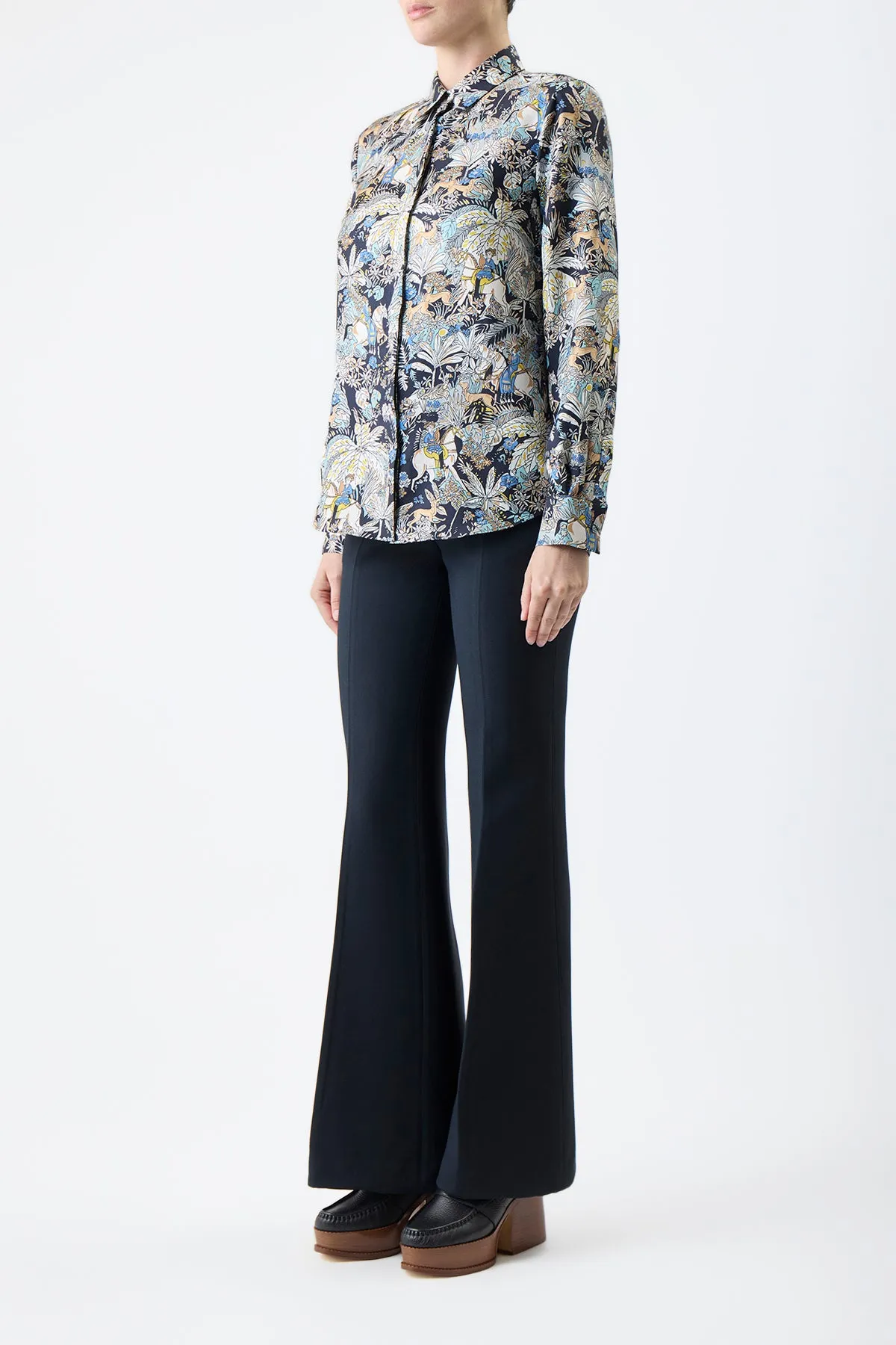 Henri Blouse in Blue Multi Printed Silk Twill sold by Gabriela Hearst product image thumbnail 3