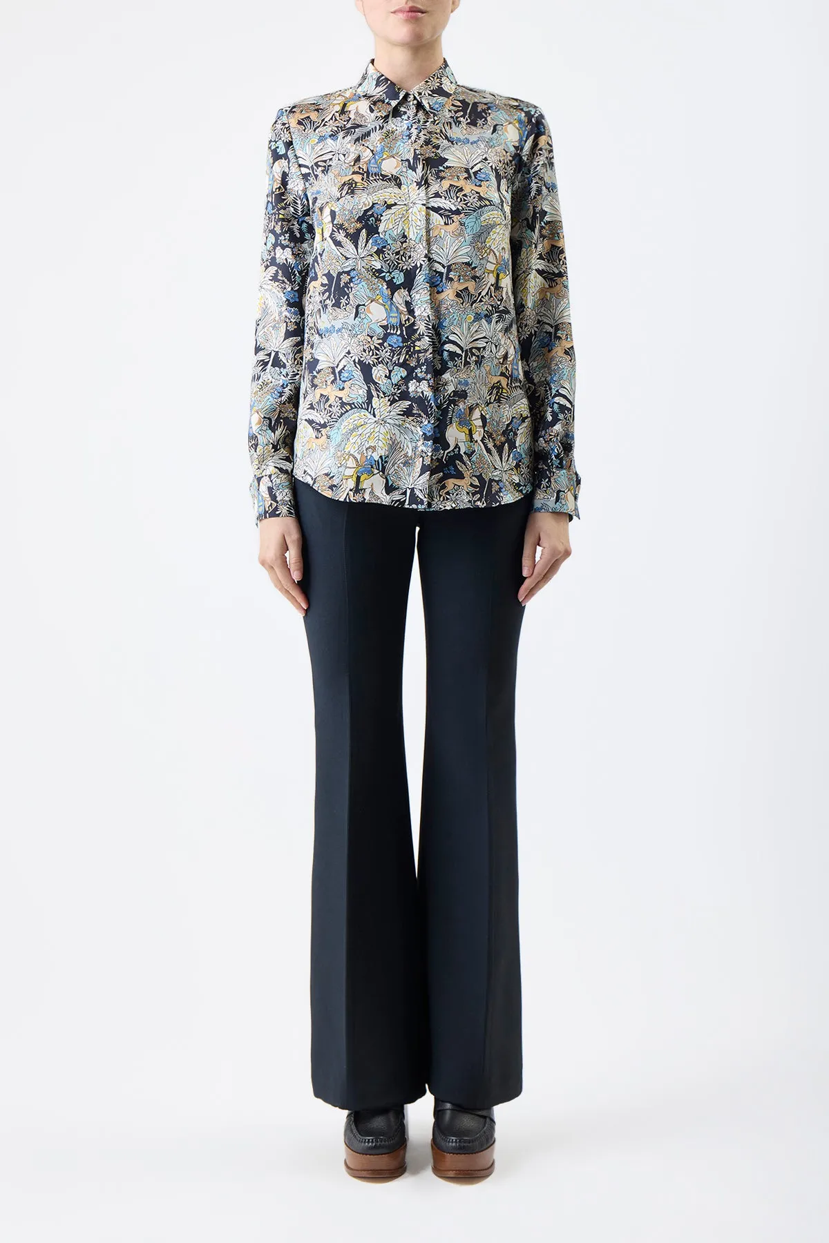 Henri Blouse in Blue Multi Printed Silk Twill sold by Gabriela Hearst product image thumbnail 2