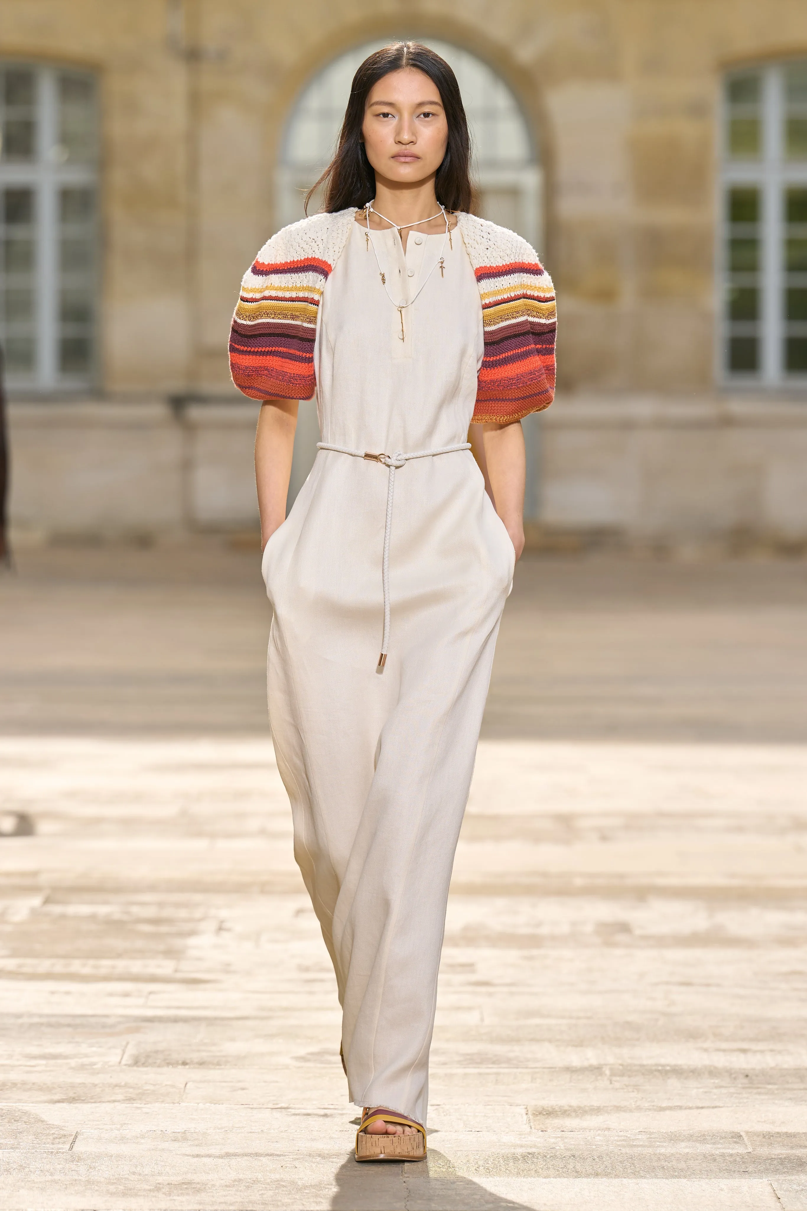 Nomo Puff Sleeve Maxi Dress in Ivory Textured Linen Twill sold by Gabriela Hearst product image thumbnail 2