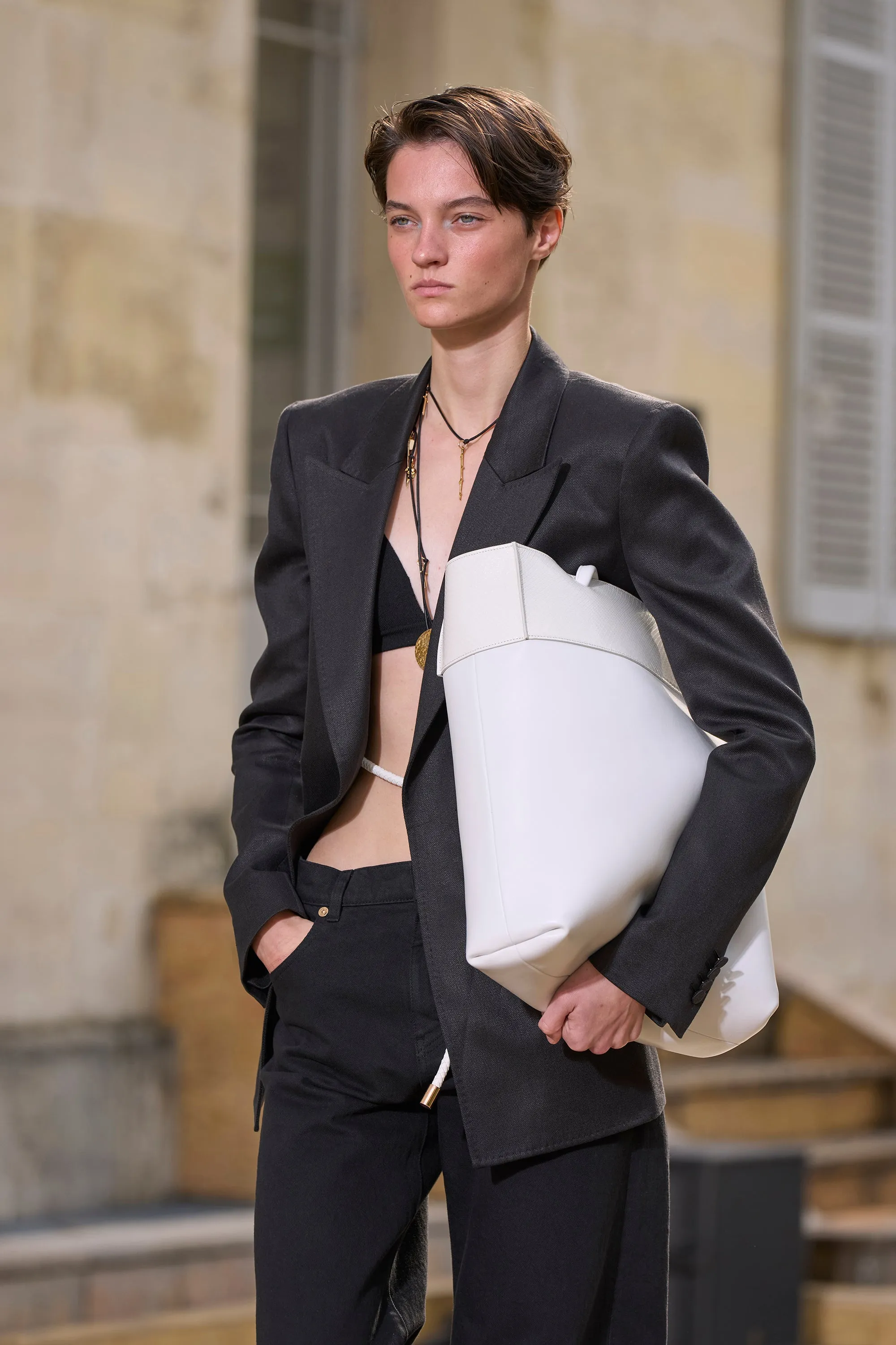 Epona Rope Blazer in Black Textured Linen Slub sold by Gabriela Hearst product image thumbnail 3