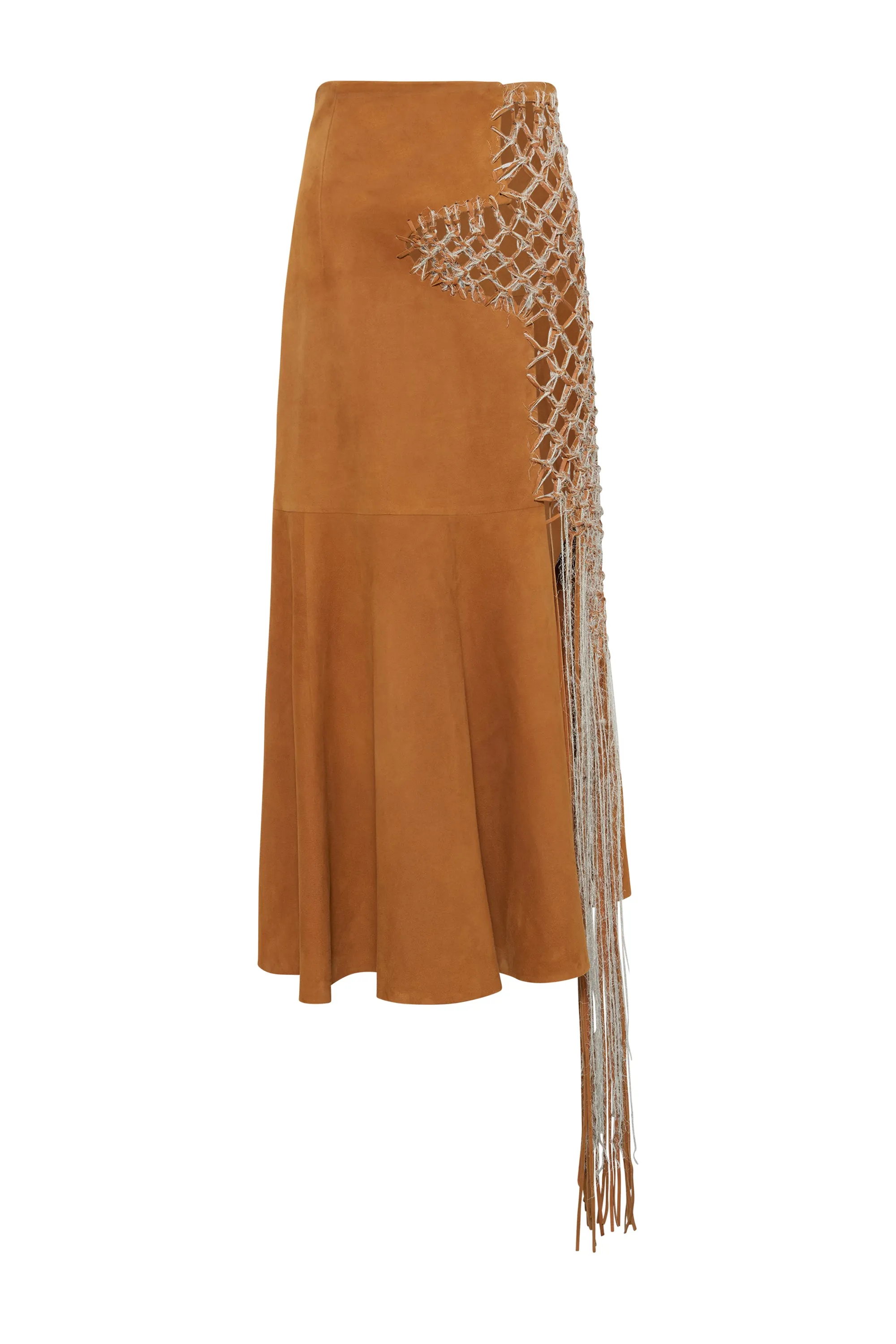 Riverine Midi Skirt In Cashew Suede sold by Gabriela Hearst