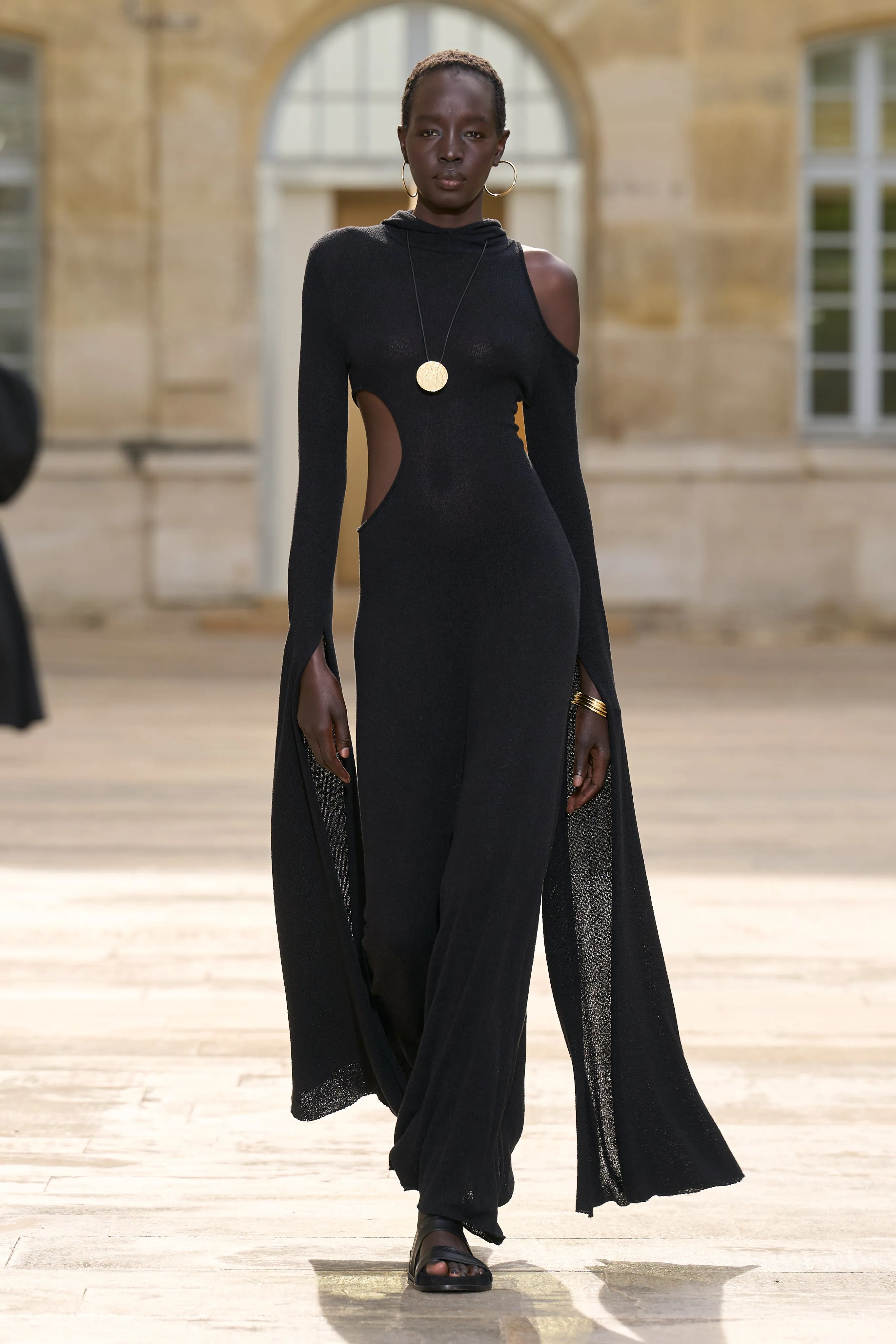 Daya Cutout Knit Hoodie Maxi Dress in Black Mulberry Silk sold by Gabriela Hearst product image thumbnail 2