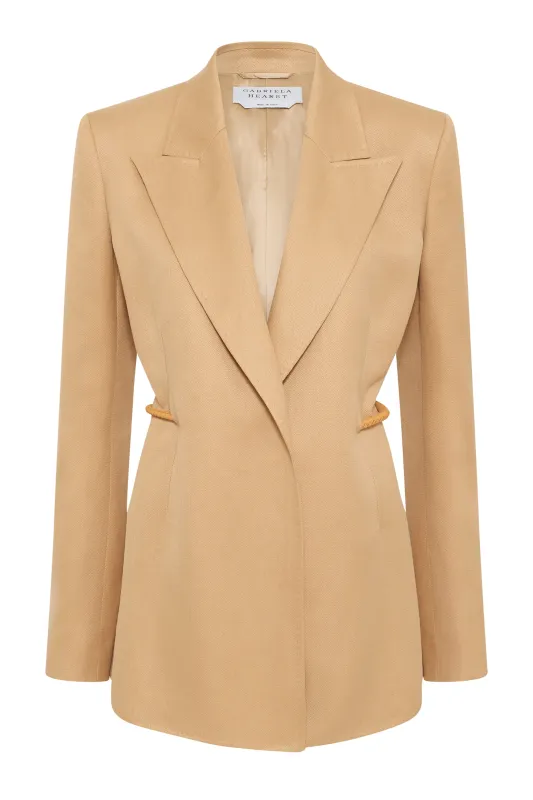 Epona Rope Blazer in Wheat Textured Linen Slub made by Gabriela Hearst