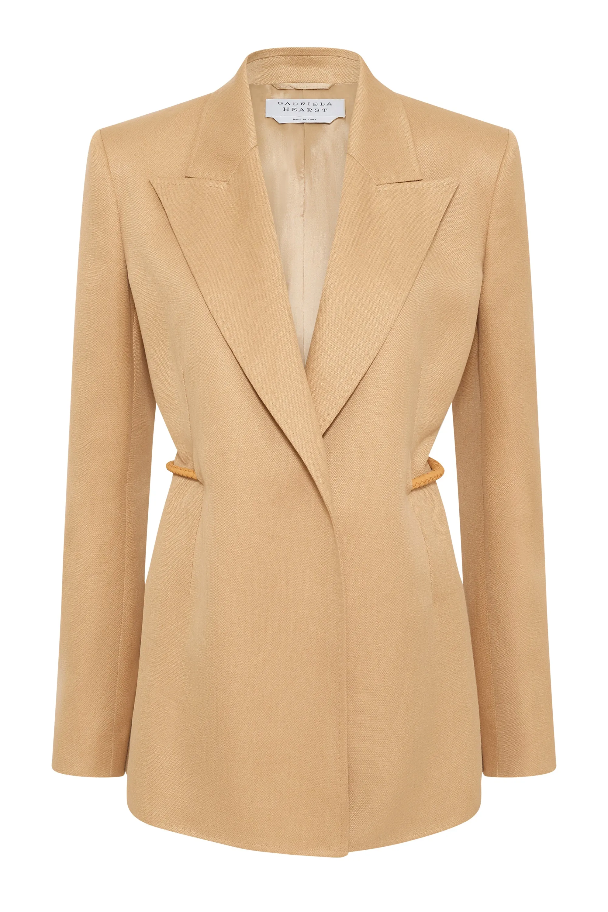Epona Rope Blazer in Wheat Textured Linen Slub sold by Gabriela Hearst