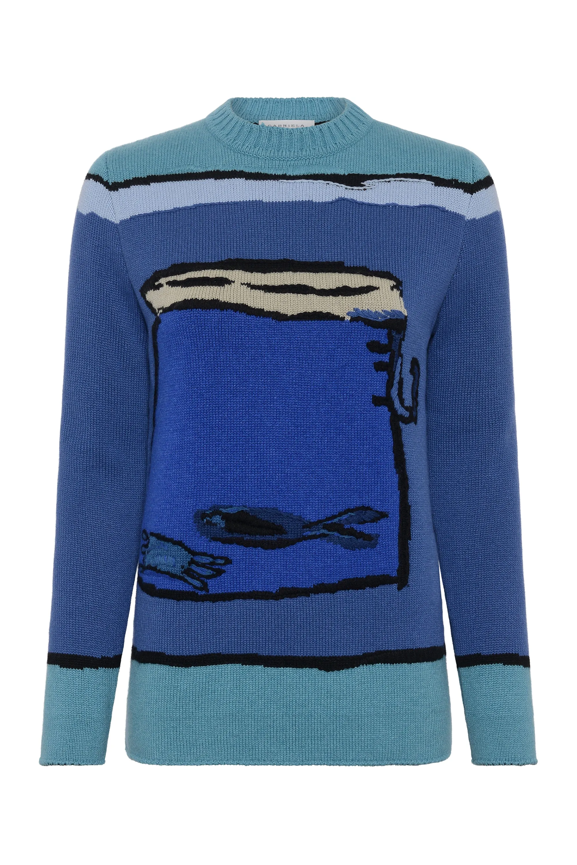 Tarikel Knit Sweater in Water Multi Cashmere sold by Gabriela Hearst