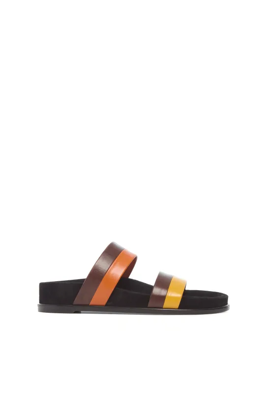 Low Striker Flat Sandal in Burnt Sienna Multi Leather made by Gabriela Hearst