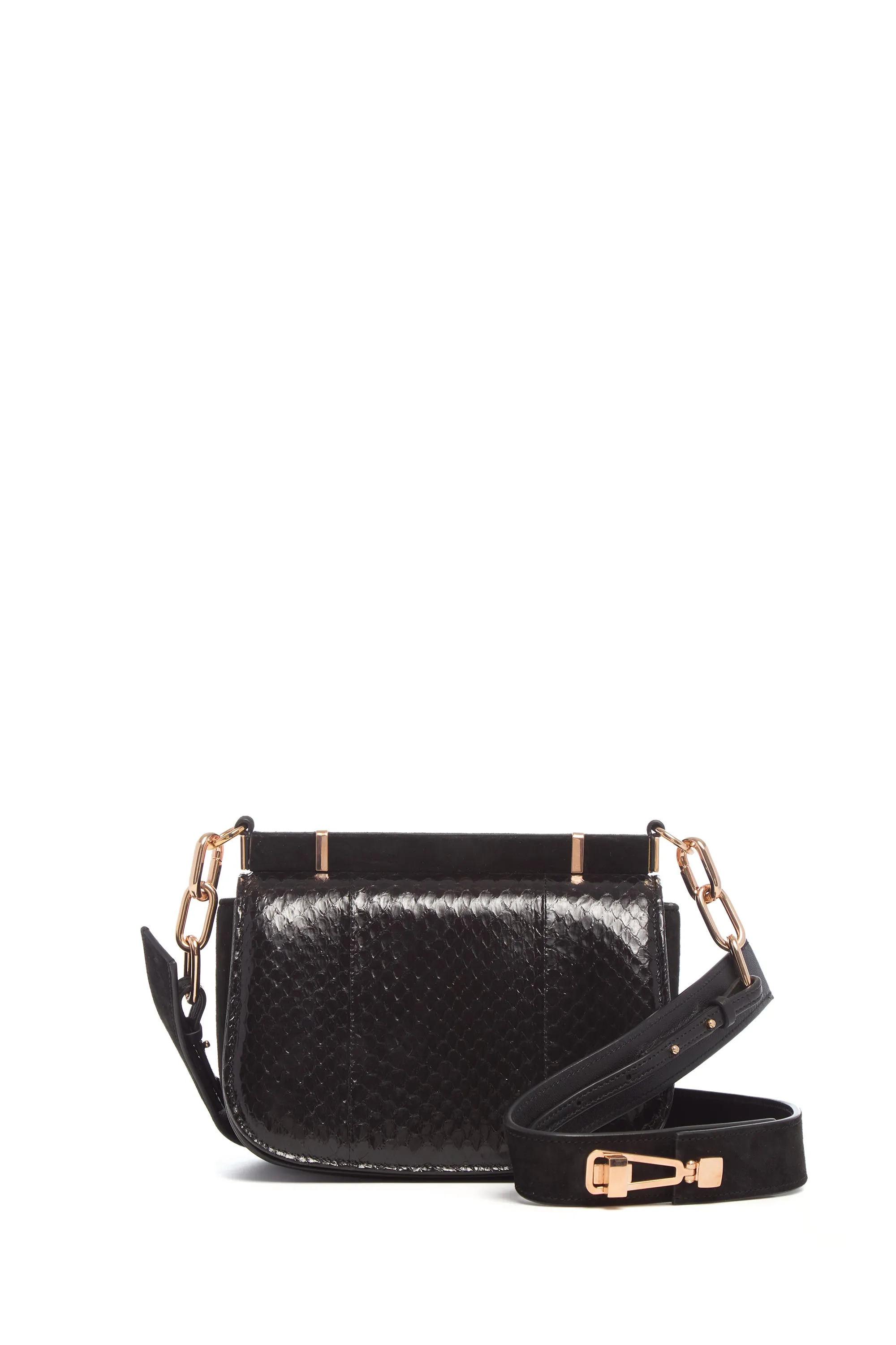 Small Dern Crossbody Bag in Black Snakeskin & Suede sold by Gabriela Hearst