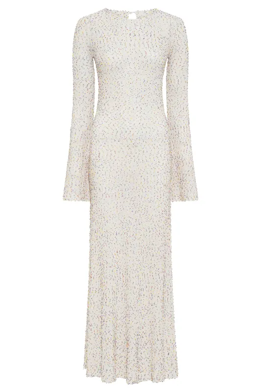 Chandra Knit Maxi Dress in Ivory Multi Beaded Cashmere Silk made by Gabriela Hearst